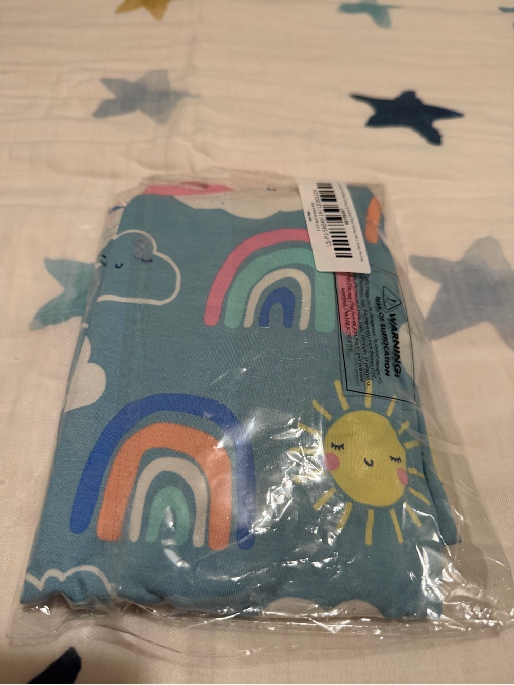 Little Sleepies Blue Rainbow & Cloud Two-Piece Pajama Set with Pink Trim - Picture 2 of 3